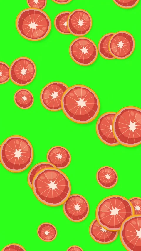 Vertical Animation of Sliced Grapefruit Falling Against Stock Footage 343698958