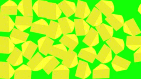 Vertical animation of slices of yellow falling cheese. green background Stock-Footage 138329751