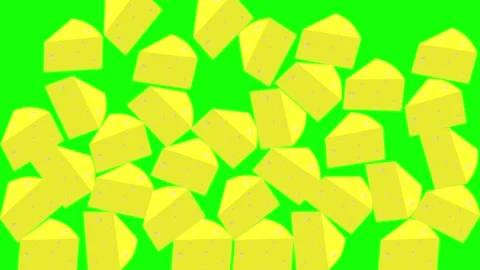 Vertical animation of slices of yellow falling cheese. green background Stock Footage 140268792