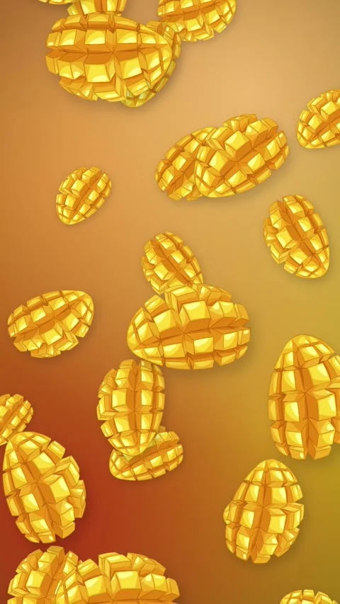 Vertical Animation of Stylized Mango Slices Falling Stock Footage 345294045