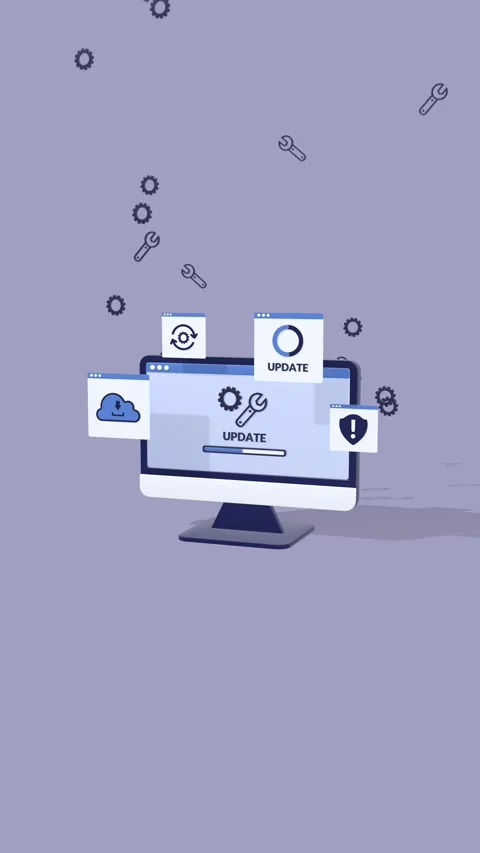 Vertical Animation of System Updates and Upgrades for IT and Tech Services. Stock Footage 316573145