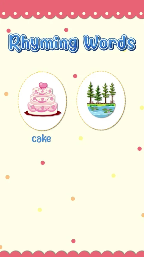Vertical Animation Teaching Rhyming Words with Cake Lake Snake and Shake Stock Footage 341298363