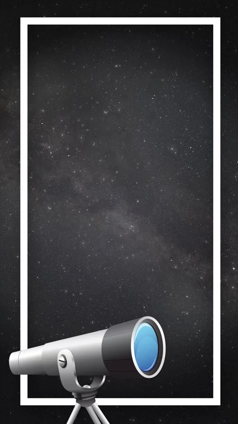 Vertical Animation of Telescope with Stars Drifting Down Night Sky Stock Footage 341548959