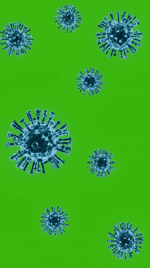Vertical animation of viruses on a green background Stock Footage 333789681