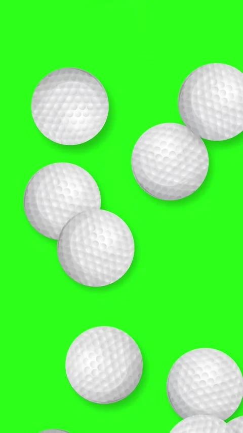 Vertical Animation of White Golf Balls Bursting Across Green Background Stock Footage 344843286