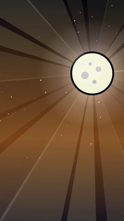Vertical anime style full moon and stars in light night sky on right Stock Footage 337697649