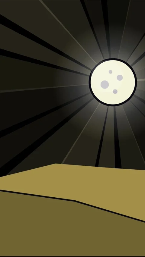 Vertical anime style full moon over mountains on right side Stock Footage 337697675