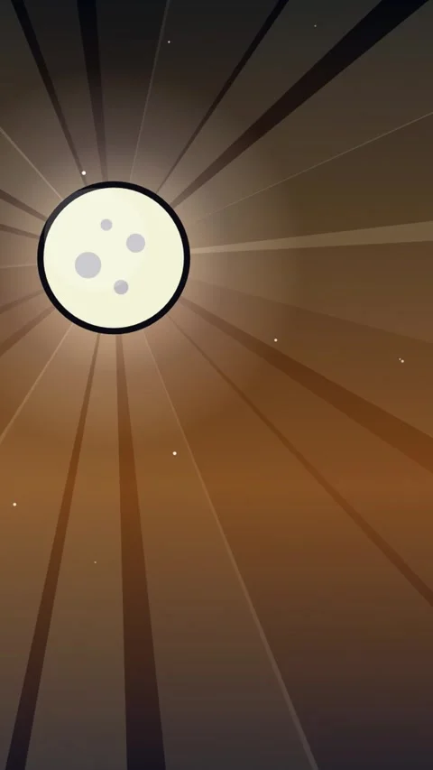 Vertical anime style full moon and stars in light night sky on left Stock Footage 337698114