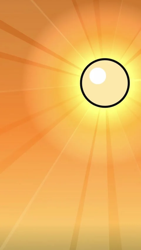Vertical anime style sun floating on right side Stock Footage 337937019