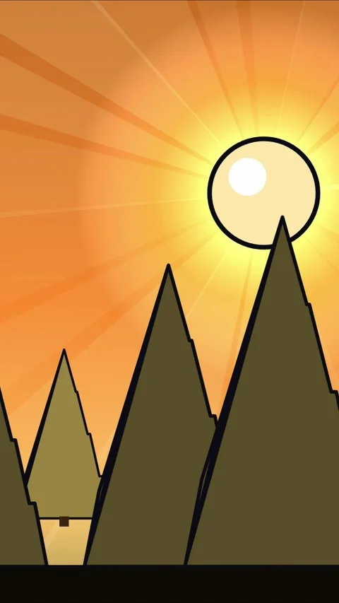 Vertical anime style sun shining over forest on right side Stock Footage 337697620