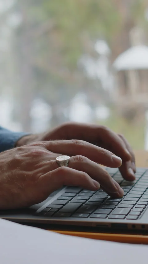 Vertical of Anonymous Software Developer Working on Laptop in Country House Stock Footage 285670881