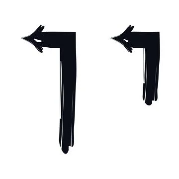 Vertical arrows turning left bold thick stroke graphic element set イラスト素材