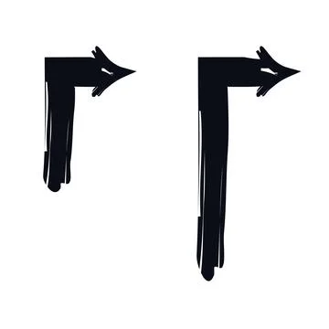 Vertical arrows turning right bold thick stroke graphic element set 스톡 일러스트