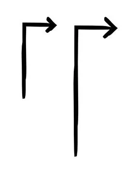 Vertical arrows turning right hand-drawn sketch graphic element set Stock Illustration