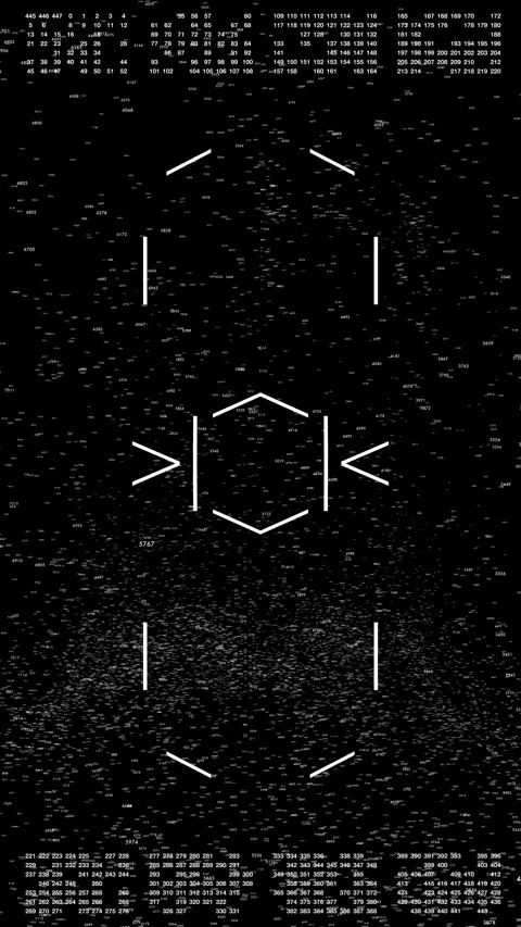 Vertical Artificial Intelligence Data Field Matrix with Target Bracket HUD Stock Footage 336625136