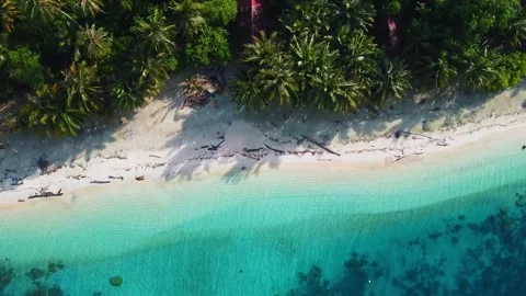Vertical Ascending Drone Spin Over Tropical Island Stock Footage 323870450