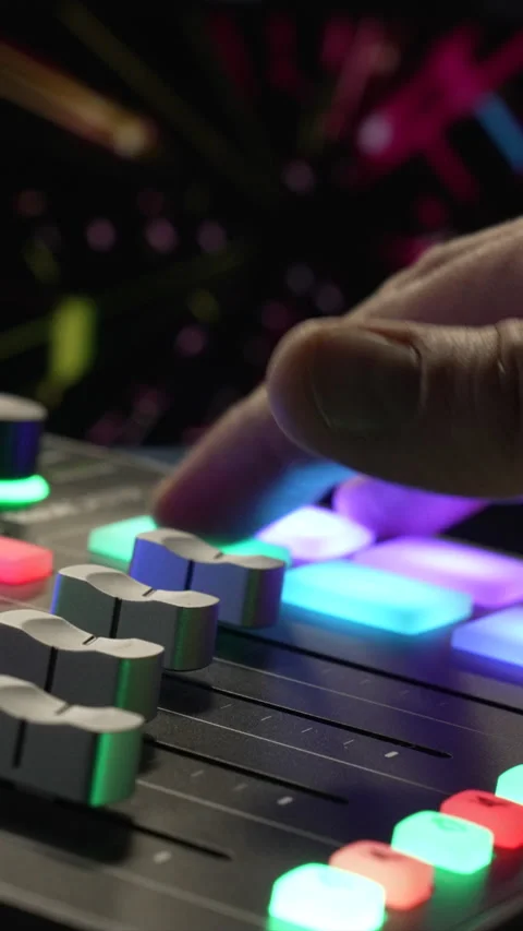 Vertical Audio Mixer Slider Movement View Stock Footage 311051426