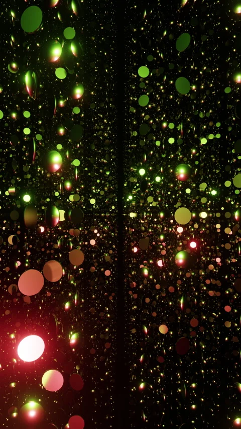 Vertical awards corridor of sparkling red and green particles chains or magic Stock Footage 297295633