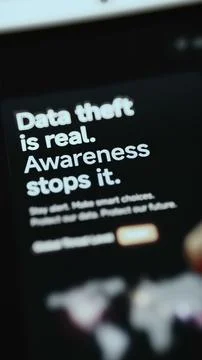 Vertical awareness message states that data theft is real and encourages Stock Photos