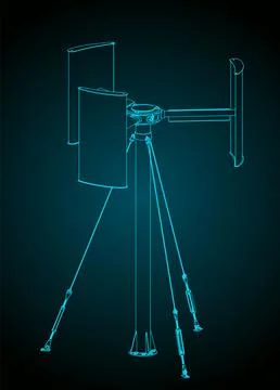 Vertical axis wind turbine power generator illustration 스톡 일러스트