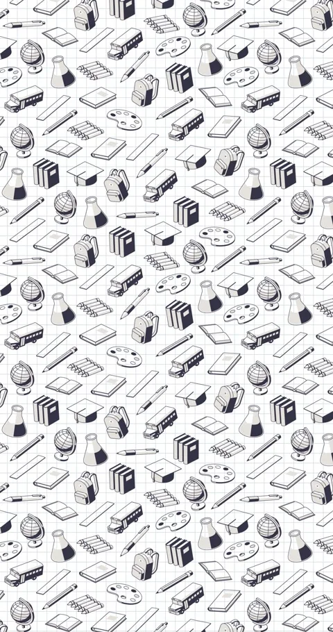 Vertical Back to school doodle wiggle animation on lined paper background Stock Footage 336844692