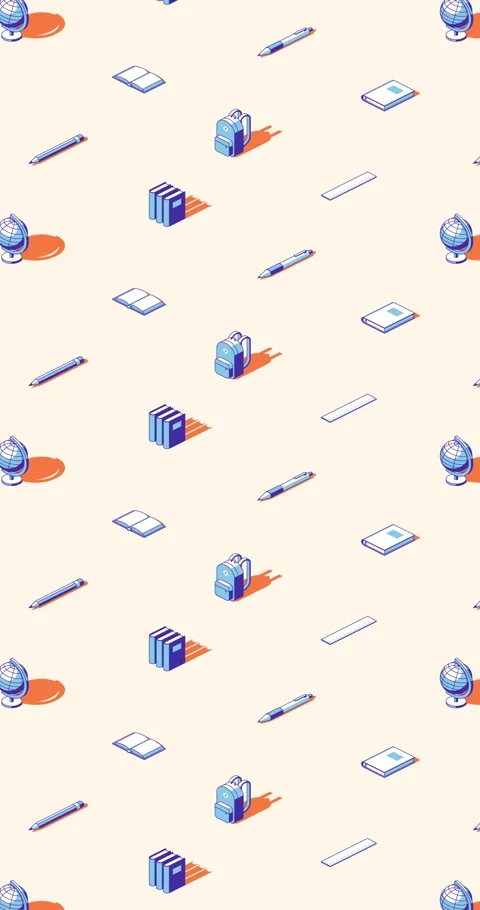 Vertical Back to school seamless loop of education themed isometric icons Stock Footage 336844425