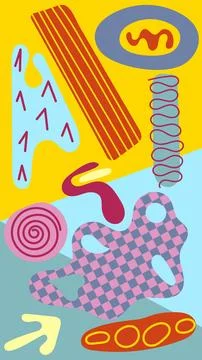 Vertical background with abstract doodle elements for your design, background Ilustração Stock