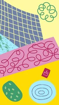 Vertical background with abstract doodle elements for your design, background Ilustração Stock