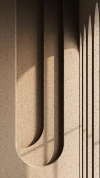 Vertical Background of Beige Stucco Wall with Geometric Architecture Shadow Stock Illustration