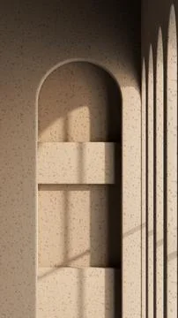 Vertical Background of Beige Stucco Wall with Geometric Architecture Shadow Stock Illustration