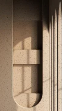 Vertical Background of Beige Stucco Wall with Geometric Architecture Shadow Stock Illustration