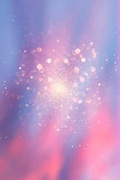 Vertical background with blue-pink gradient and golden bokeh spots. Calm holi Stock Photos