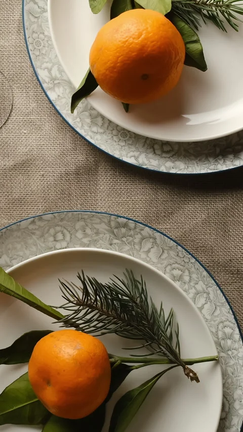 Vertical background. Christmas dinner table setting. Stock Footage 253718867