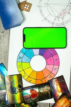 Vertical background of divination, predictions and esotericism. Stock Photos