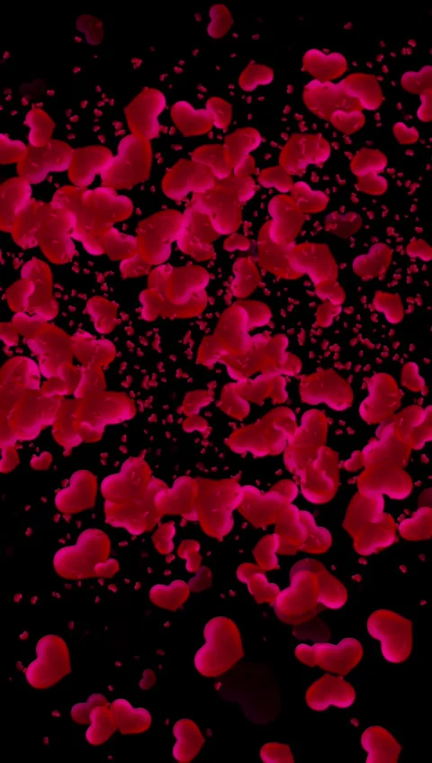 Vertical background of falling 3d red hearts animation Stock Footage 327039502