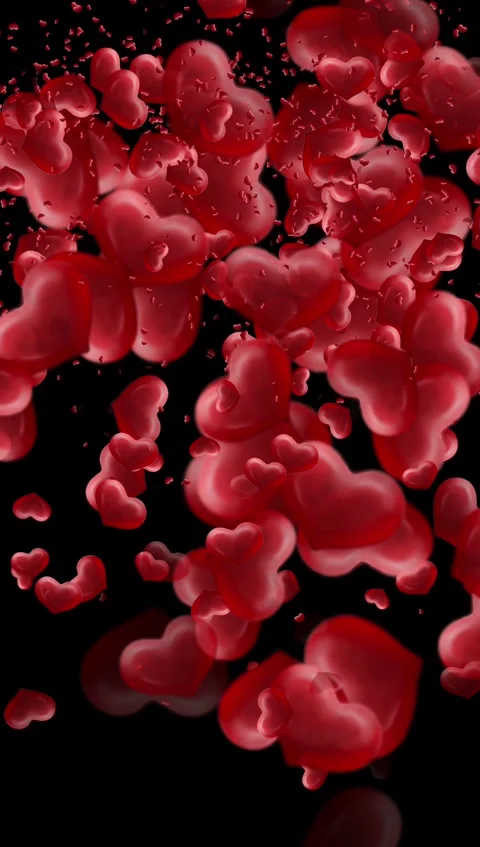 Vertical background of falling 3d red hearts animation Stock Footage 327039843