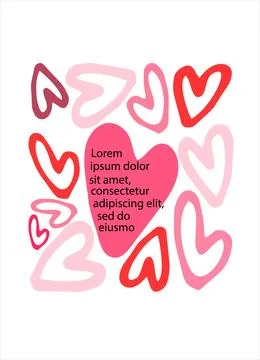 Vertical background with hand drawn hearts and space for your text. Greeting  Stock Illustration