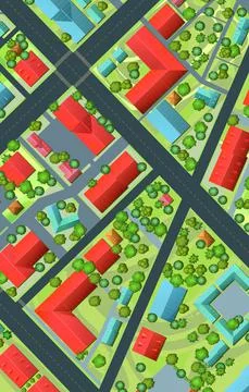 Vertical background image. Streets of city. Top, View from above. Small town  스톡 일러스트