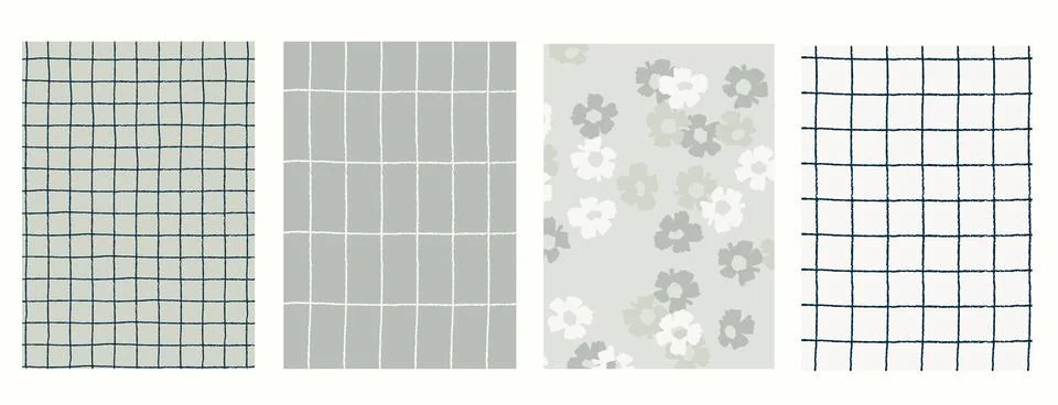 Vertical background Seamless geometric patterns set with hand drawn uneven ri Stock Illustration
