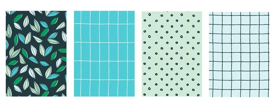 Vertical background Seamless geometric patterns set with hand drawn uneven ri Stock Illustration