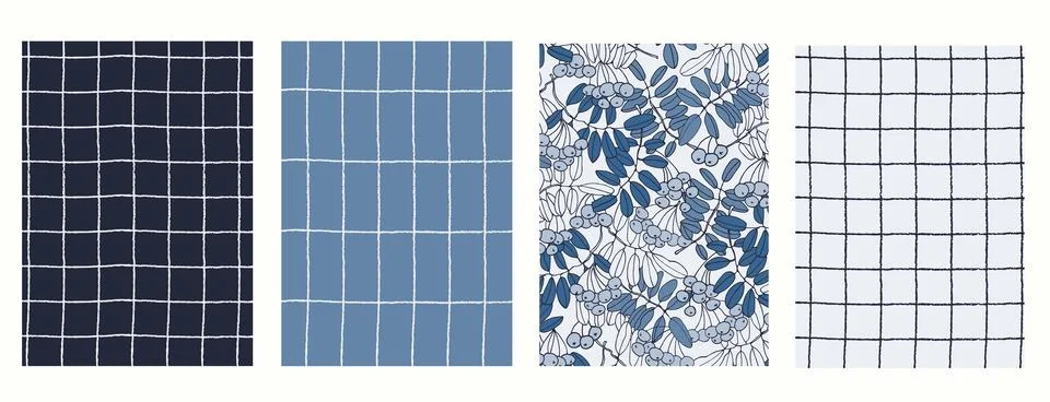 Vertical background Seamless geometric patterns set with hand drawn uneven ri Stock Illustration