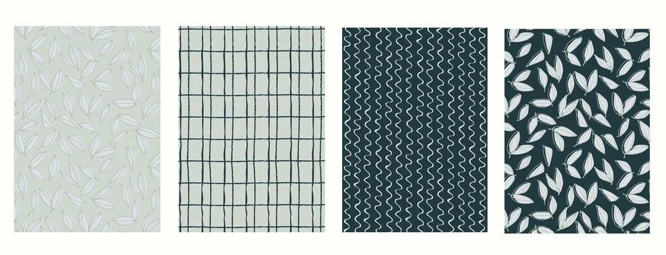 Vertical background Seamless geometric patterns set with hand drawn uneven ri Stock Illustration