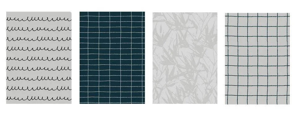 Vertical background Seamless geometric patterns set with hand drawn uneven ri Stock Illustration