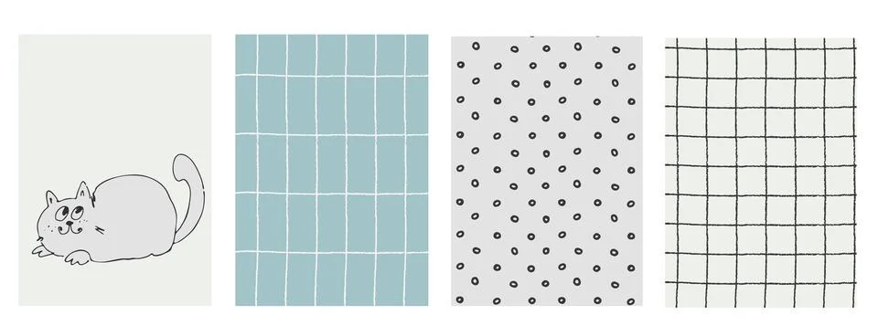 Vertical background Seamless geometric patterns set with hand drawn uneven ri Stock Illustration