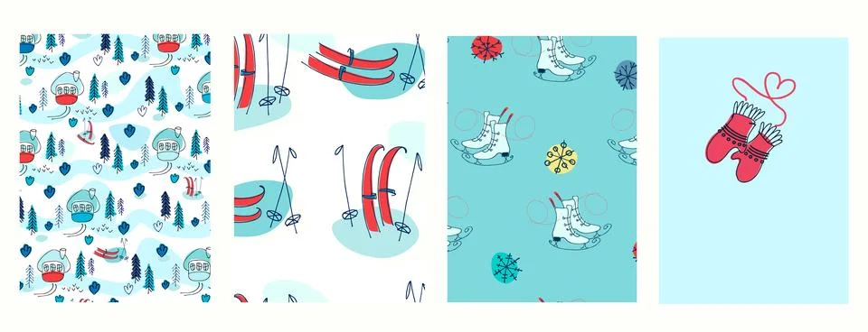Vertical background Seamless geometric patterns set with hand drawn uneven ri Stock Illustration