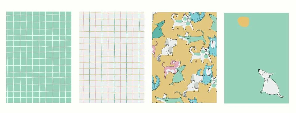 Vertical background Seamless patterns set with white rings, checkered, stri.. Stock Illustration