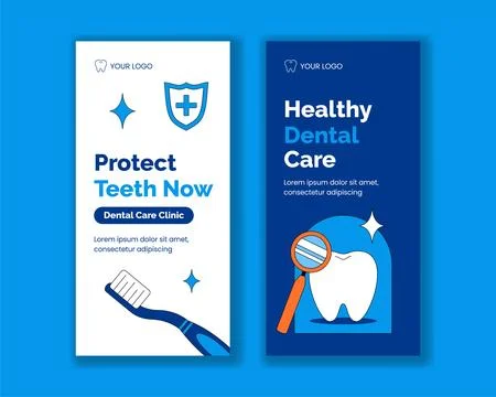 Vertical Banner Flat Cartoon Hand Drawn Dentist Healthcare Social Media Bac.. Stock Illustration