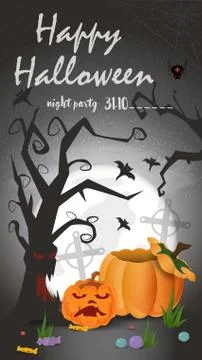 Vertical banner for holiday design on the theme all saints eve Halloween scar Stock Illustration