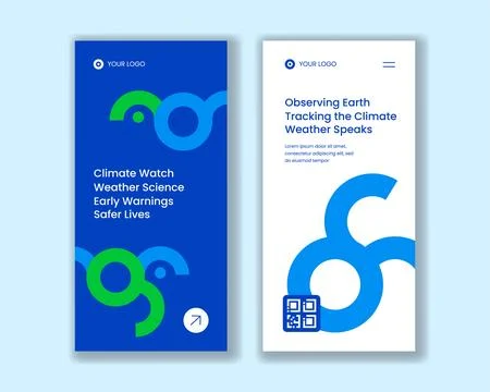 Vertical Banner Meteorological Day Flat Cartoon Hand Drawn Weather Backgrou.. Stock Illustration