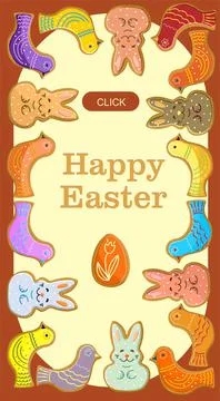 Vertical banner postcard. Happy Easter. Stock Illustration